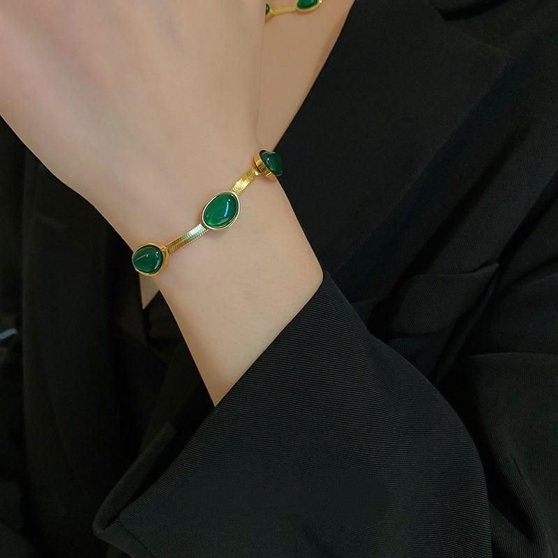 GREEN STONE CYSTAL NECKLACE SET 🎁